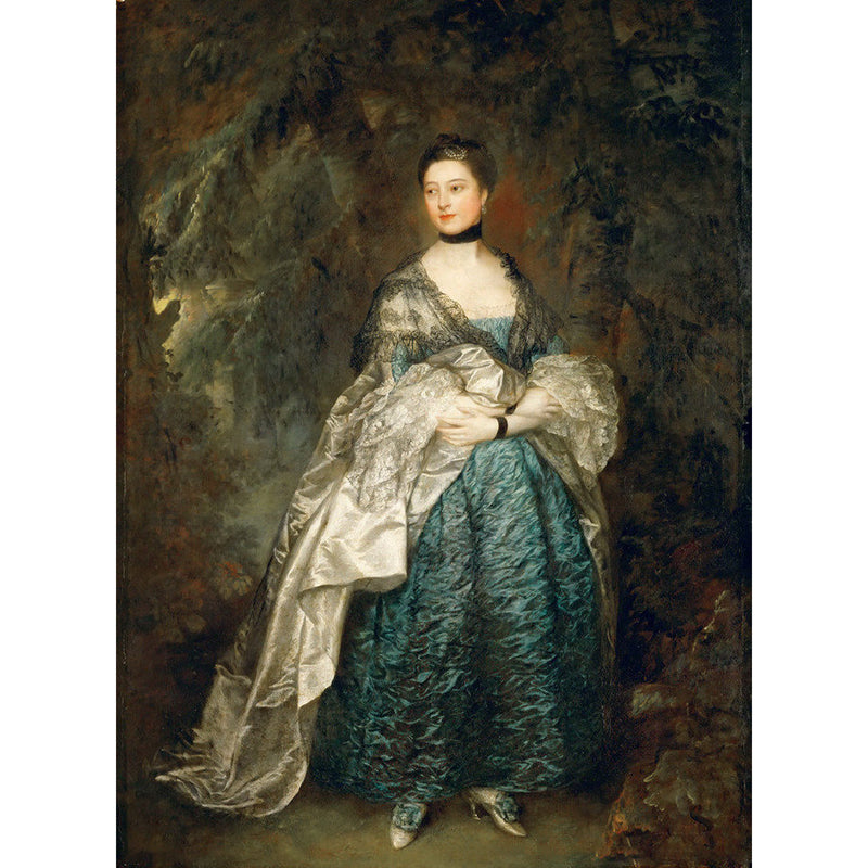 Whole Victorian Wall Mural Blue-Brown Joshua Reynolds Painting of Mrs. Susanna Hoare Wall Art, Custom Made Clearhalo 'Wall Decor' 'Wall Mural' 1172360