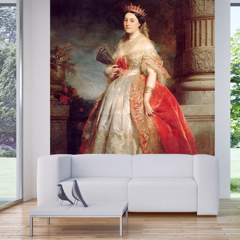 Whole Princess Mathilde Bonaparte Mural White and Brown Non-Woven Wall Art, Stain Resistant Clearhalo 'Wall Decor' 'Wall Mural' 1172403