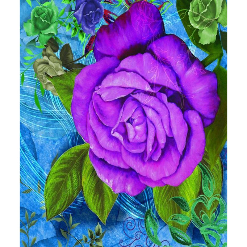 Blue-Purple Rose Murals Wallpaper Flower Modern Stain Resistant Wall Decor for Bedroom Clearhalo 'Wall Decor' 'Wall Mural' 1172508