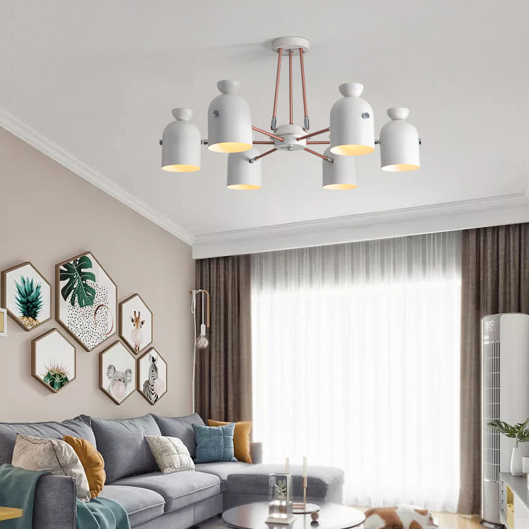 Modern White Finish Chandelier Cup Metallic Hanging Lighting for Living Room Villa Clearhalo 'Ceiling Lights' 'Chandeliers' 'Modern Chandeliers' 'Modern' Lighting' 117264