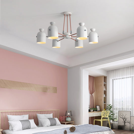 Modern White Finish Chandelier Cup Metallic Hanging Lighting for Living Room Villa Clearhalo 'Ceiling Lights' 'Chandeliers' 'Modern Chandeliers' 'Modern' Lighting' 117265
