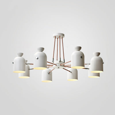 Modern White Finish Chandelier Cup Metallic Hanging Lighting for Living Room Villa 8 White Clearhalo 'Ceiling Lights' 'Chandeliers' 'Modern Chandeliers' 'Modern' Lighting' 117267