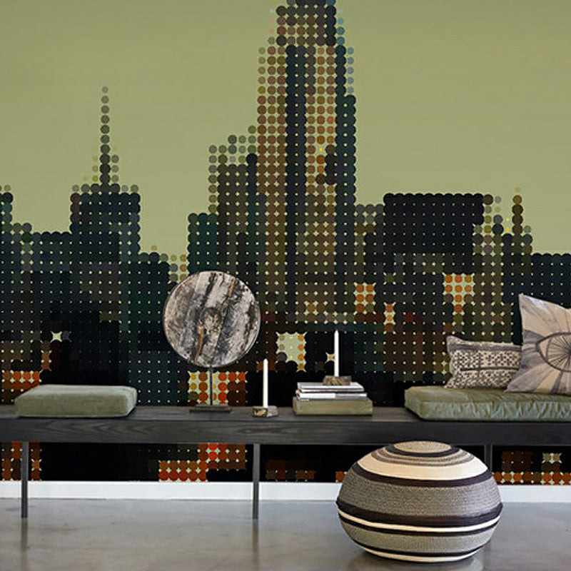 Whole Modern Mural Wallpaper Light Army Green Dotted City Wall Decor, Optional Size Light Army Green Clearhalo 'Wall Decor' 'Wall Mural' 1172800