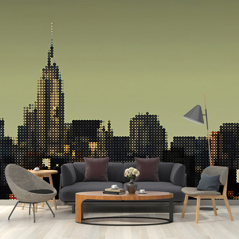 Whole Modern Mural Wallpaper Light Army Green Dotted City Wall Decor, Optional Size Clearhalo 'Wall Decor' 'Wall Mural' 1172801