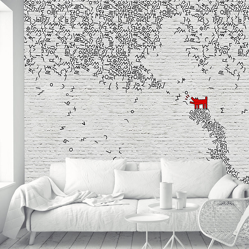 Black and White Hand Print Mural Moisture Resistant Modern Living Room Wall Decor Black-White Clearhalo 'Wall Decor' 'Wall Mural' 1172850