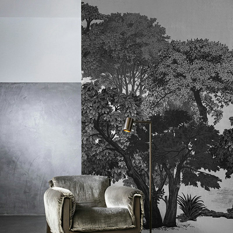 Tree Botanica Murals Wallpaper Contemporary Smooth Wall Covering for Living Room Black-White Clearhalo 'Wall Decor' 'Wall Mural' 1173030