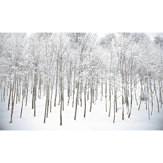 White Winter Rime Forest Mural Moisture-Resistant Wall Decoration for Teens Bedroom Clearhalo 'Wall Decor' 'Wall Mural' 1173078