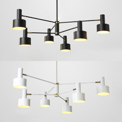 Contemporary Cylinder Shade Chandelier Metal 6 Lights Monochrome Suspension Light for Hotel Clearhalo 'Ceiling Lights' 'Chandeliers' 'Modern Chandeliers' 'Modern' Lighting' 117317