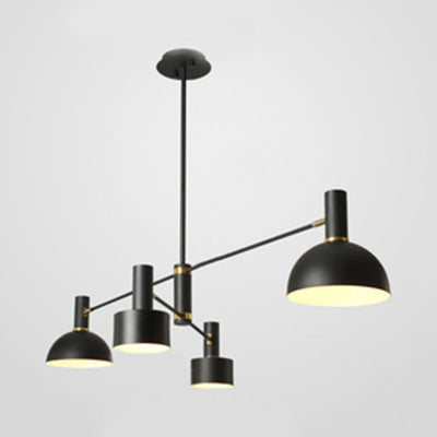 Drum & Dome Chandelier 4 Bulbs Nordic Style Metal Pendant Lighting for Kitchen Restaurant Black Clearhalo 'Ceiling Lights' 'Chandeliers' 'Modern Chandeliers' 'Modern' Lighting' 117323