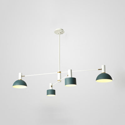 Drum & Dome Chandelier 4 Bulbs Nordic Style Metal Pendant Lighting for Kitchen Restaurant Green Clearhalo 'Ceiling Lights' 'Chandeliers' 'Modern Chandeliers' 'Modern' Lighting' 117324