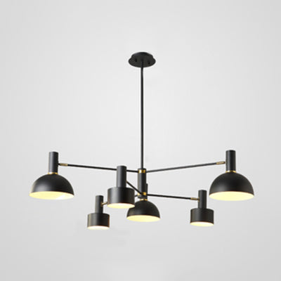 2-Tier 6 Lights Chandelier Drum and Bowl Metallic Pendant Lamp for Living Room Villa Black Clearhalo 'Ceiling Lights' 'Chandeliers' 'Modern Chandeliers' 'Modern' Lighting' 117327