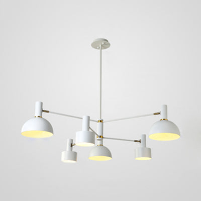 2-Tier 6 Lights Chandelier Drum and Bowl Metallic Pendant Lamp for Living Room Villa White Clearhalo 'Ceiling Lights' 'Chandeliers' 'Modern Chandeliers' 'Modern' Lighting' 117329