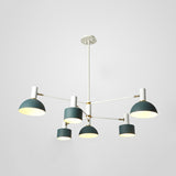 2-Tier 6 Lights Chandelier Drum and Bowl Metallic Pendant Lamp for Living Room Villa Green Clearhalo 'Ceiling Lights' 'Chandeliers' 'Modern Chandeliers' 'Modern' Lighting' 117330