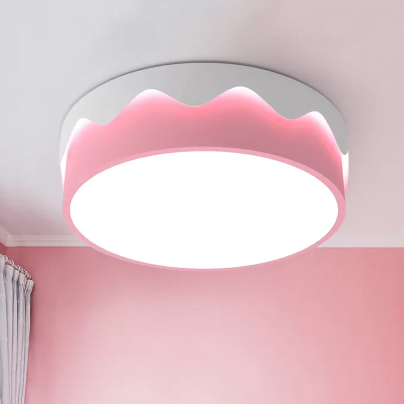 Pink Drum Ceiling Light Fixture Kids LED Acrylic Flush Mount Recessed Lighting in Warm/White Light Clearhalo 'Ceiling Lights' 'Close To Ceiling Lights' 'Close to ceiling' 'Flush mount' Lighting' 1173582