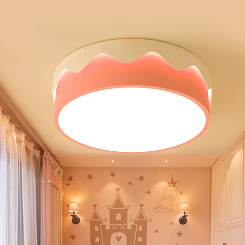 Pink Drum Ceiling Light Fixture Kids LED Acrylic Flush Mount Recessed Lighting in Warm/White Light Clearhalo 'Ceiling Lights' 'Close To Ceiling Lights' 'Close to ceiling' 'Flush mount' Lighting' 1173583