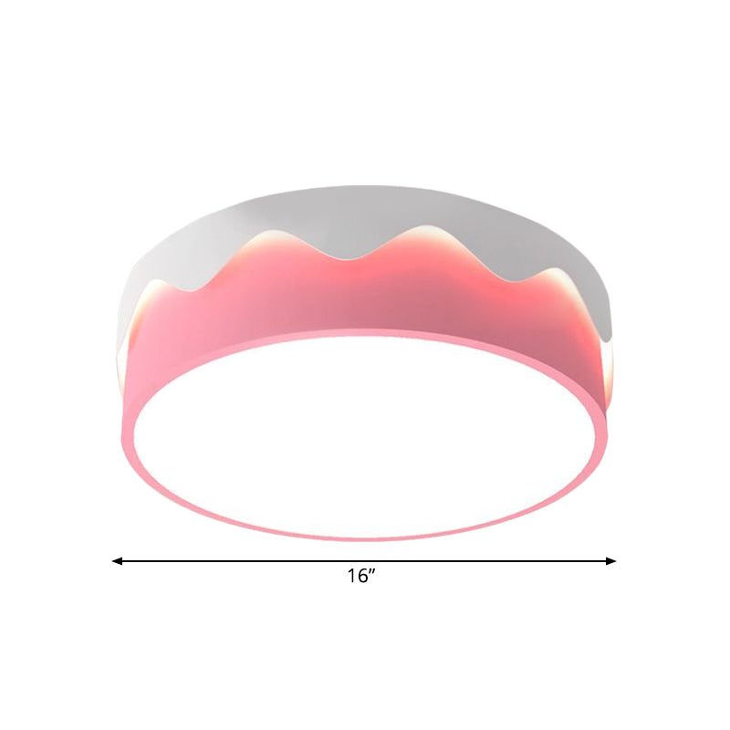 Pink Drum Ceiling Light Fixture Kids LED Acrylic Flush Mount Recessed Lighting in Warm/White Light Clearhalo 'Ceiling Lights' 'Close To Ceiling Lights' 'Close to ceiling' 'Flush mount' Lighting' 1173585