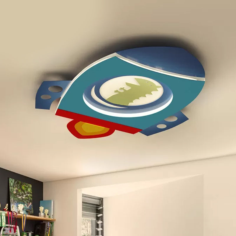 Acrylic Rocket Ceiling Mounted Light Cartoon LED Blue Flush Mount Lighting Fixture in Warm/White Light Clearhalo 'Ceiling Lights' 'Close To Ceiling Lights' 'Close to ceiling' 'Flush mount' Lighting' 1173587