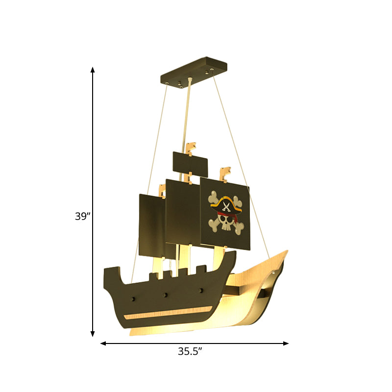 Metallic Pirate Ship Chandelier Light Cartoon LED Grey Hanging Pendant Lamp in Warm/White Light Clearhalo 'Ceiling Lights' 'Chandeliers' Lighting' options 1173595