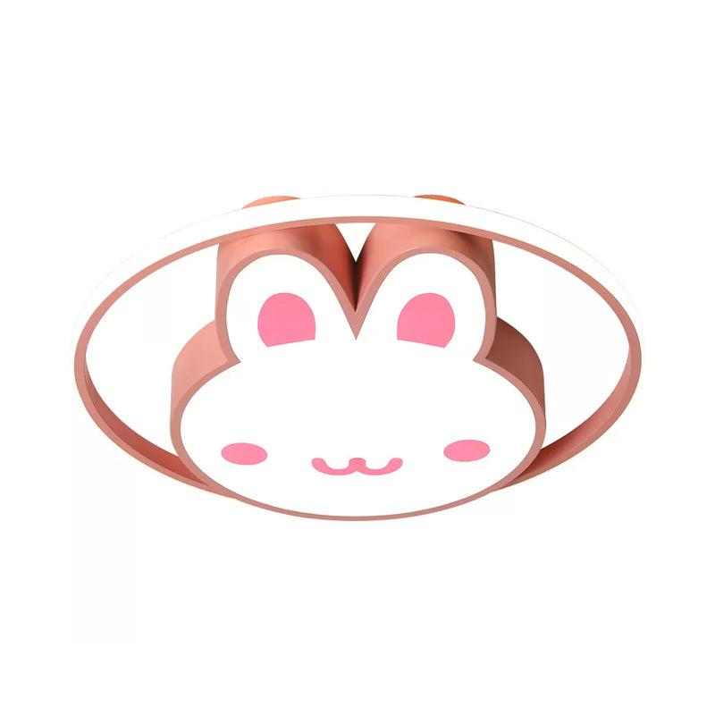 LED Girls Room Ceiling Flush Cartoon Pink Flush Light with Rabbit Acrylic Shade and Ring in Warm/White Light Clearhalo 'Ceiling Lights' 'Close To Ceiling Lights' 'Close to ceiling' 'Flush mount' Lighting' 1173695