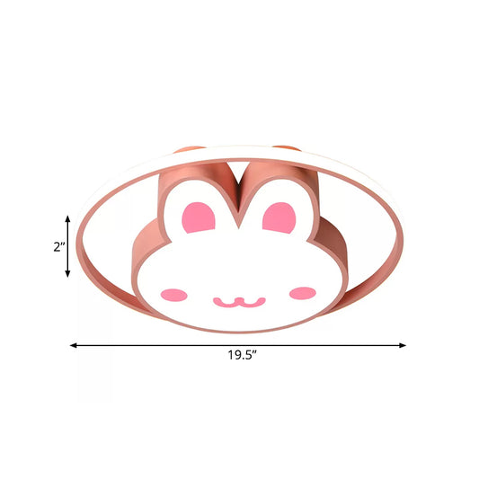 LED Girls Room Ceiling Flush Cartoon Pink Flush Light with Rabbit Acrylic Shade and Ring in Warm/White Light Clearhalo 'Ceiling Lights' 'Close To Ceiling Lights' 'Close to ceiling' 'Flush mount' Lighting' 1173696