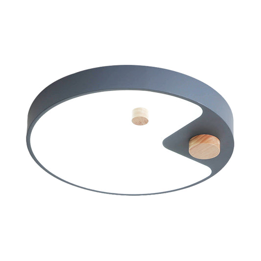 Acrylic Ring Flush Mount Lighting Kids White/Grey/Blue LED Ceiling Mounted Light with Wood Decor for Bedroom Clearhalo 'Ceiling Lights' 'Close To Ceiling Lights' 'Close to ceiling' 'Flush mount' Lighting' 1173717