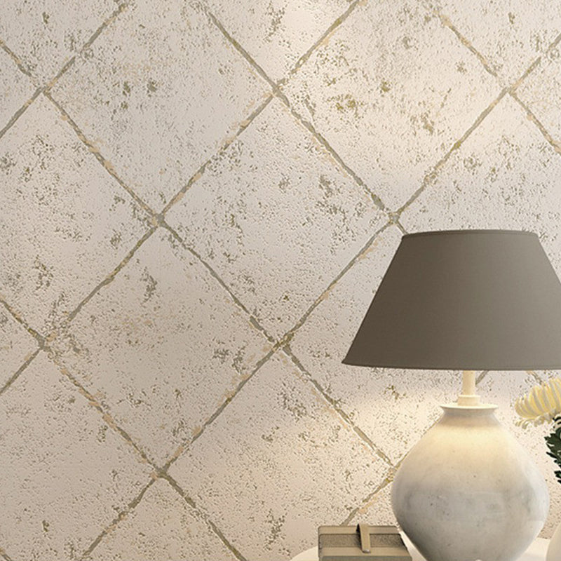 Distressed Tile Look Wallpaper 33' L x 20.5" W Wall Art for Living Room Decoration Beige Clearhalo 'Modern wall decor' 'Modern' 'Wallpaper' Wall Decor' 1173818