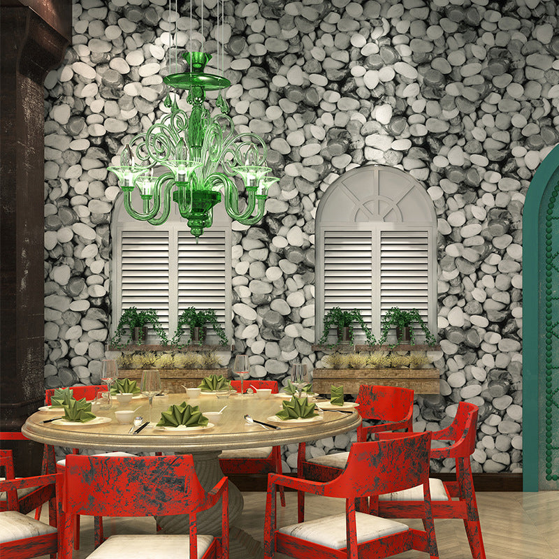 Industrial Cobblestone Wallpaper Dark Color Restaurant Wall Covering, 33' L x 20.5" W Clearhalo 'Industrial wall decor' 'Industrial' 'Wallpaper' Wall Decor' 1173863