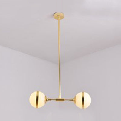 Sphere Shade E27 Hanging Light Modern Milk Glass Hanging Lamp in White for Dining Room 2 Gold Clearhalo 'Ceiling Lights' 'Chandeliers' 'Glass shade' 'Glass' 'Modern Chandeliers' 'Modern' Lighting' 117396