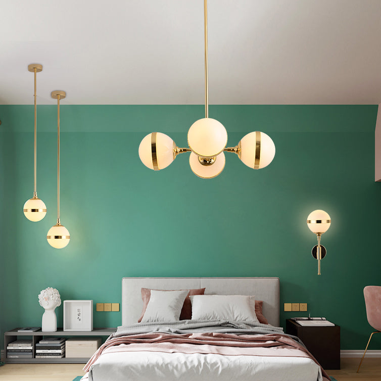 Sphere Shade E27 Hanging Light Modern Milk Glass Hanging Lamp in White for Dining Room Clearhalo 'Ceiling Lights' 'Chandeliers' 'Glass shade' 'Glass' 'Modern Chandeliers' 'Modern' Lighting' 117401