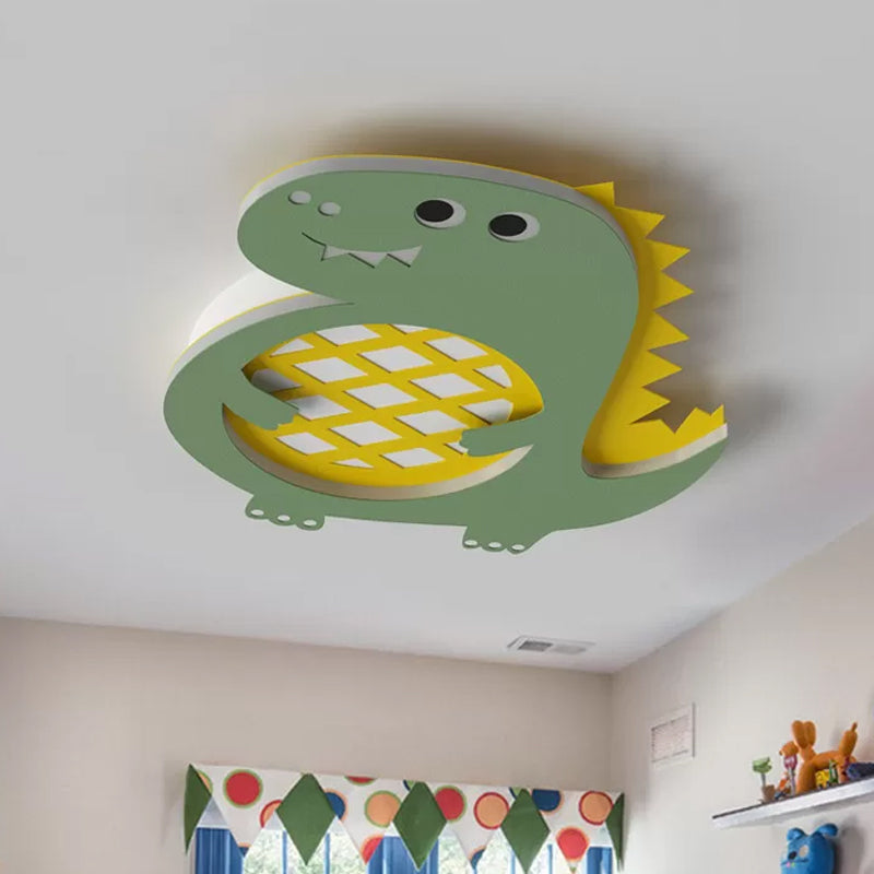 Dinosaur Flush Mount Lamp Cartoon Acrylic LED Nursery Flush Light Fixture in Green, White/Warm Light Clearhalo 'Ceiling Lights' 'Close To Ceiling Lights' 'Close to ceiling' 'Flush mount' Lighting' 1174144