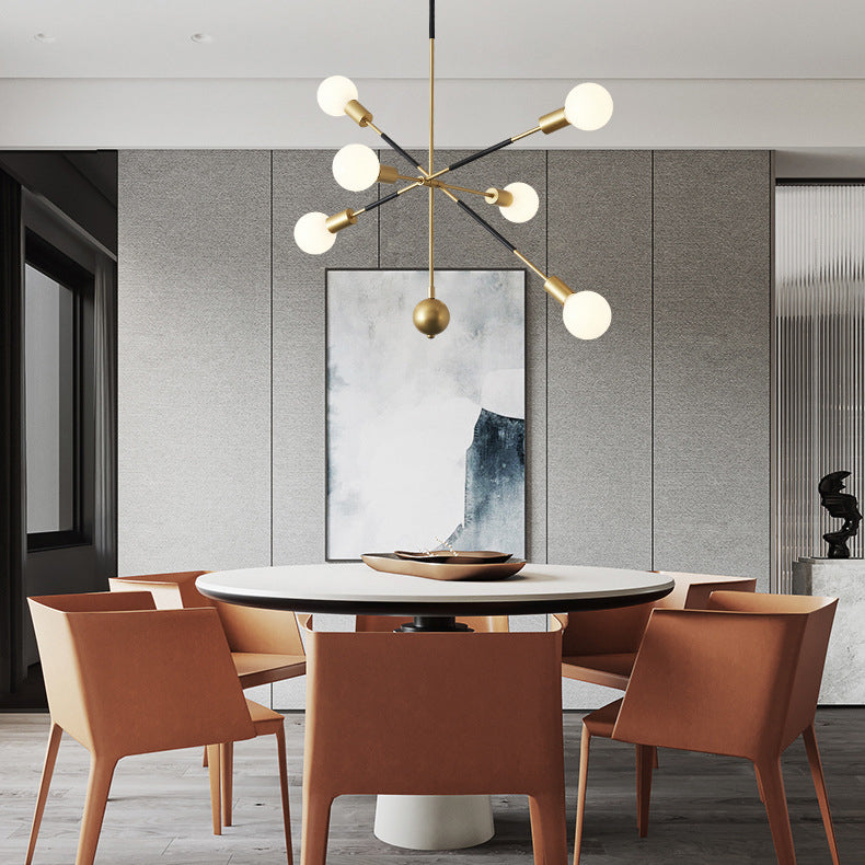 Adjustable Linear Arm Chandelier Light 6 Lights Modern Metallic Suspension Lamp for Restaurant Clearhalo 'Ceiling Lights' 'Chandeliers' 'Modern Chandeliers' 'Modern' Lighting' 117702