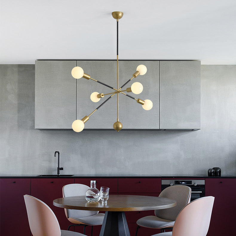 Adjustable Linear Arm Chandelier Light 6 Lights Modern Metallic Suspension Lamp for Restaurant Clearhalo 'Ceiling Lights' 'Chandeliers' 'Modern Chandeliers' 'Modern' Lighting' 117703