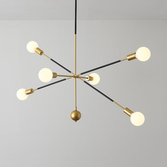 Adjustable Linear Arm Chandelier Light 6 Lights Modern Metallic Suspension Lamp for Restaurant Gold Clearhalo 'Ceiling Lights' 'Chandeliers' 'Modern Chandeliers' 'Modern' Lighting' 117704