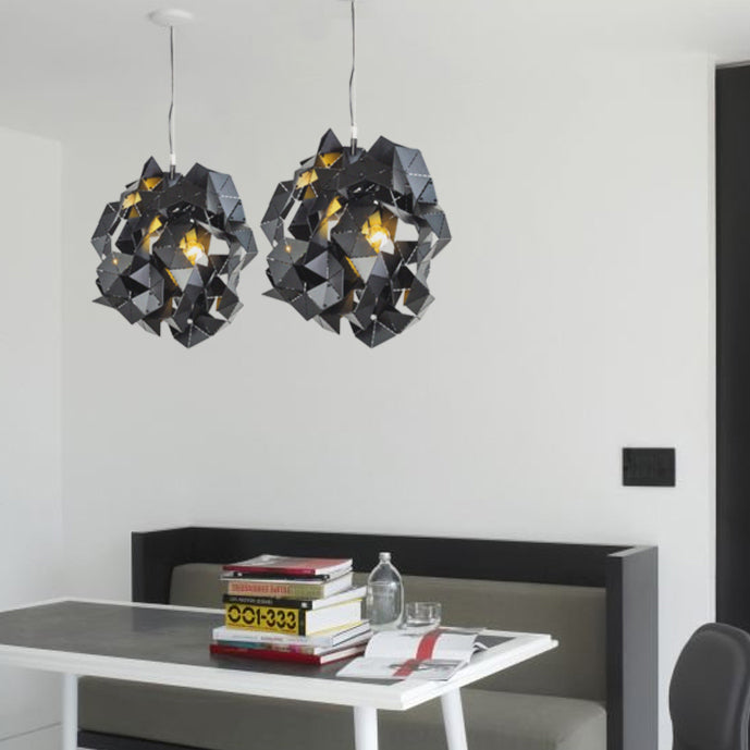 Metal Abstract Hanging Light Fixture Triple Light Post Modern Ceiling Chandelier in Black/Gold/Silver Clearhalo 'Ceiling Lights' 'Chandeliers' 'Modern Chandeliers' 'Modern' Lighting' 117990