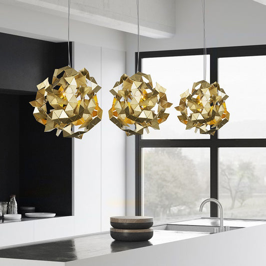 Metal Abstract Hanging Light Fixture Triple Light Post Modern Ceiling Chandelier in Black/Gold/Silver Clearhalo 'Ceiling Lights' 'Chandeliers' 'Modern Chandeliers' 'Modern' Lighting' 117992