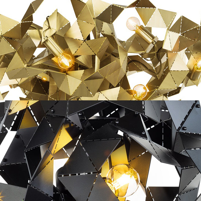 Metal Abstract Hanging Light Fixture Triple Light Post Modern Ceiling Chandelier in Black/Gold/Silver Clearhalo 'Ceiling Lights' 'Chandeliers' 'Modern Chandeliers' 'Modern' Lighting' 117995