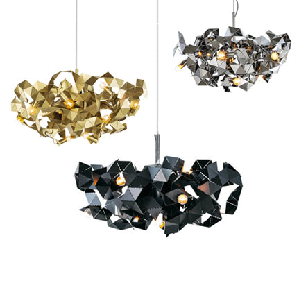 Aluminum Abstract Ceiling Pendant 6 Lights Post Modern Metal Hanging Lamp in Black/Gold/Silver Clearhalo 'Ceiling Lights' 'Chandeliers' 'Modern Chandeliers' 'Modern' Lighting' 117996