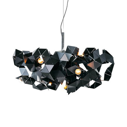 Aluminum Abstract Ceiling Pendant 6 Lights Post Modern Metal Hanging Lamp in Black/Gold/Silver Black Clearhalo 'Ceiling Lights' 'Chandeliers' 'Modern Chandeliers' 'Modern' Lighting' 117997