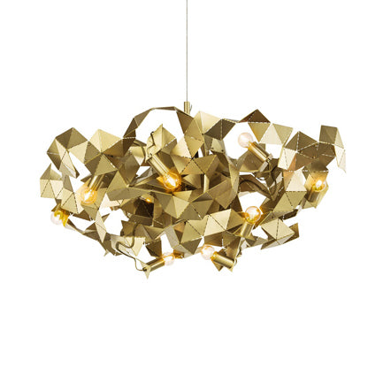 Aluminum Abstract Ceiling Pendant 6 Lights Post Modern Metal Hanging Lamp in Black/Gold/Silver Gold Clearhalo 'Ceiling Lights' 'Chandeliers' 'Modern Chandeliers' 'Modern' Lighting' 117999