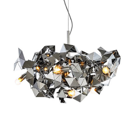 Aluminum Abstract Ceiling Pendant 6 Lights Post Modern Metal Hanging Lamp in Black/Gold/Silver Silver Clearhalo 'Ceiling Lights' 'Chandeliers' 'Modern Chandeliers' 'Modern' Lighting' 118000