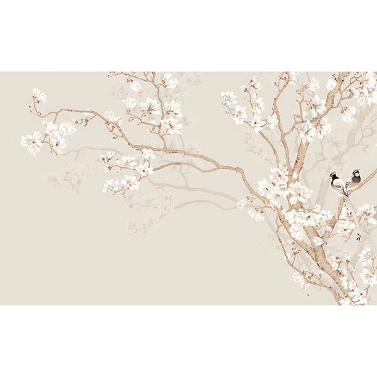 Beige Plum Blossom Wall Mural Flower Rustic Moisture Resistant Wall Decor for Home Clearhalo 'Wall Decor' 'Wall Mural' 1180842