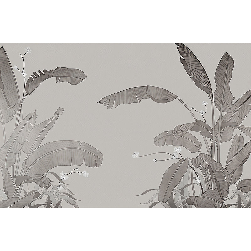 Tropica Plant Banana Tree Murals Grey Moisture-Resistant Wall Decor for Living Room Clearhalo 'Wall Decor' 'Wall Mural' 1180857