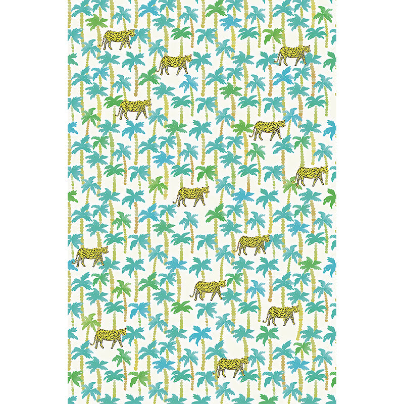 Yellow-Blue Tropical Mural Wallpaper Large Jungle Leopard Printed Wall Decor for Home Clearhalo 'Wall Decor' 'Wall Mural' 1180940