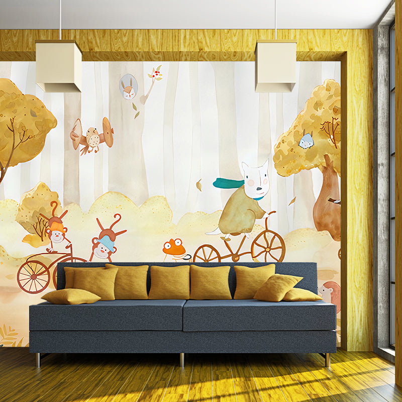 Cartoon Animals Wallpaper Murals Childrens Art Smooth Wall Covering for Baby Room Clearhalo 'Wall Decor' 'Wall Mural' 1180974