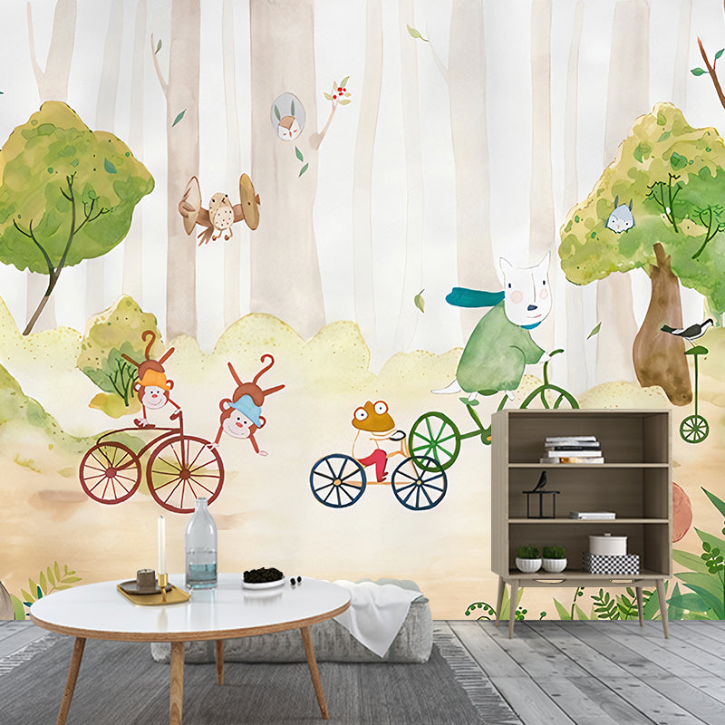 Cartoon Animals Wallpaper Murals Childrens Art Smooth Wall Covering for Baby Room Clearhalo 'Wall Decor' 'Wall Mural' 1180978