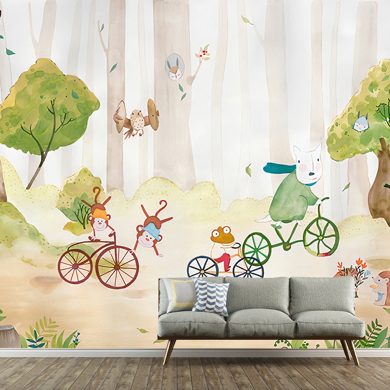 Cartoon Animals Wallpaper Murals Childrens Art Smooth Wall Covering for Baby Room Clearhalo 'Wall Decor' 'Wall Mural' 1180979