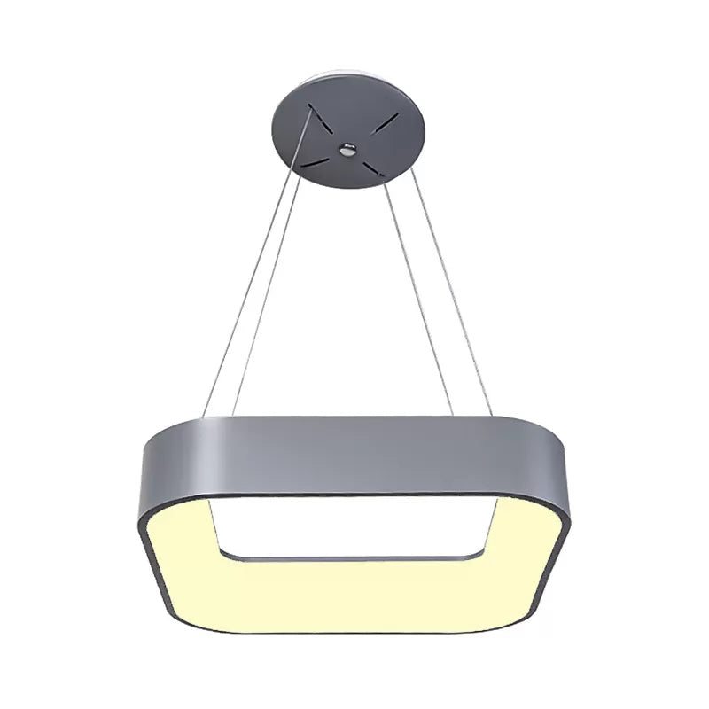 Circular/Squared Metal Pendant Ceiling Light Simple 1 Head Gray/White Ceiling Hanging Lamp in Warm/White/Third Gear Light, 18"/23.5" Wide Clearhalo 'Ceiling Lights' 'Modern Pendants' 'Modern' 'Pendant Lights' 'Pendants' Lighting' 118102