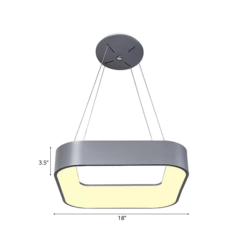 Circular/Squared Metal Pendant Ceiling Light Simple 1 Head Gray/White Ceiling Hanging Lamp in Warm/White/Third Gear Light, 18"/23.5" Wide Clearhalo 'Ceiling Lights' 'Modern Pendants' 'Modern' 'Pendant Lights' 'Pendants' Lighting' 118103