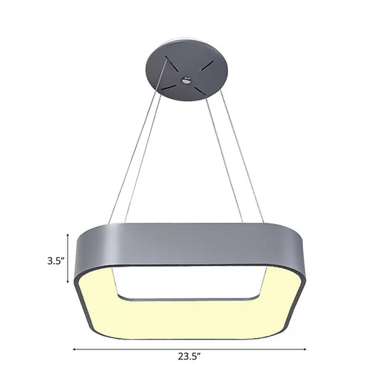 Circular/Squared Metal Pendant Ceiling Light Simple 1 Head Gray/White Ceiling Hanging Lamp in Warm/White/Third Gear Light, 18"/23.5" Wide Clearhalo 'Ceiling Lights' 'Modern Pendants' 'Modern' 'Pendant Lights' 'Pendants' Lighting' 118104