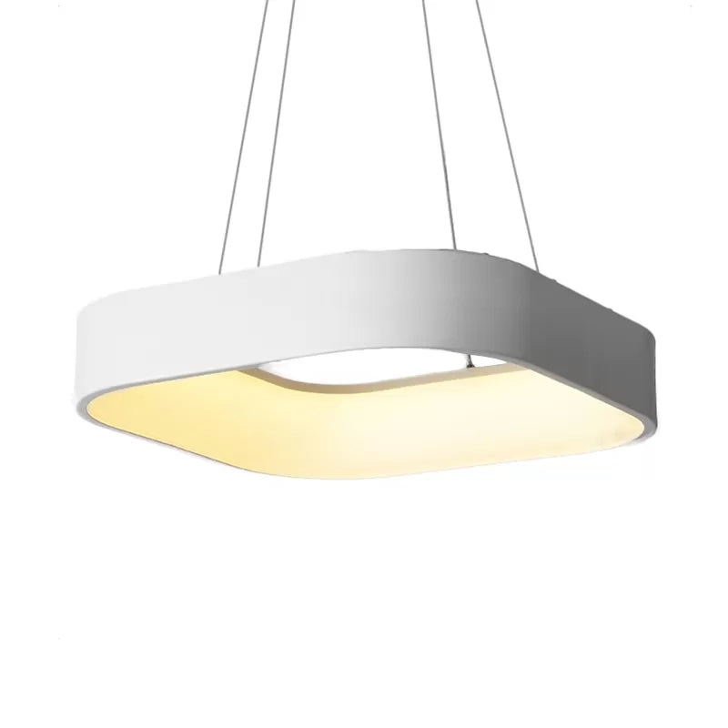 Circular/Squared Metal Pendant Ceiling Light Simple 1 Head Gray/White Ceiling Hanging Lamp in Warm/White/Third Gear Light, 18"/23.5" Wide Clearhalo 'Ceiling Lights' 'Modern Pendants' 'Modern' 'Pendant Lights' 'Pendants' Lighting' 118107